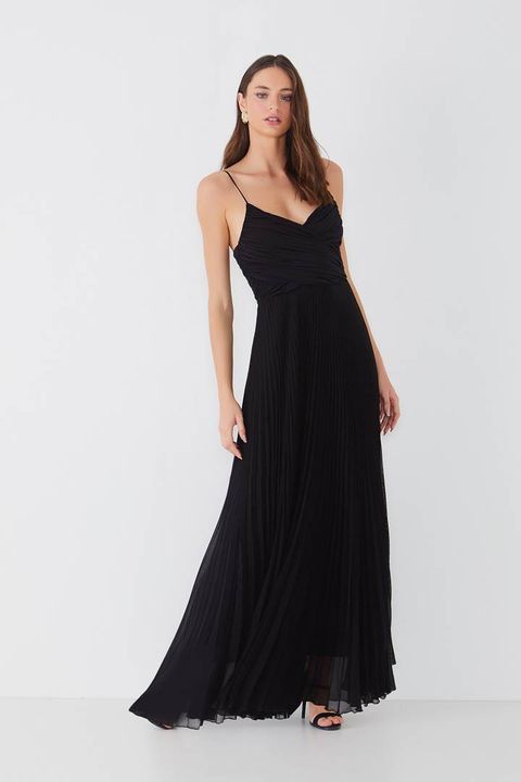 Vestido Longo Plissado Transpasse Cinto Agilita