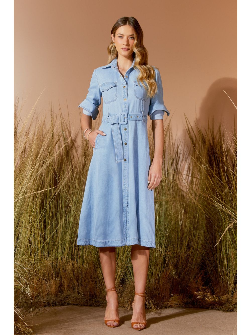 Agilità — Chemise Midi Jeans Cinto