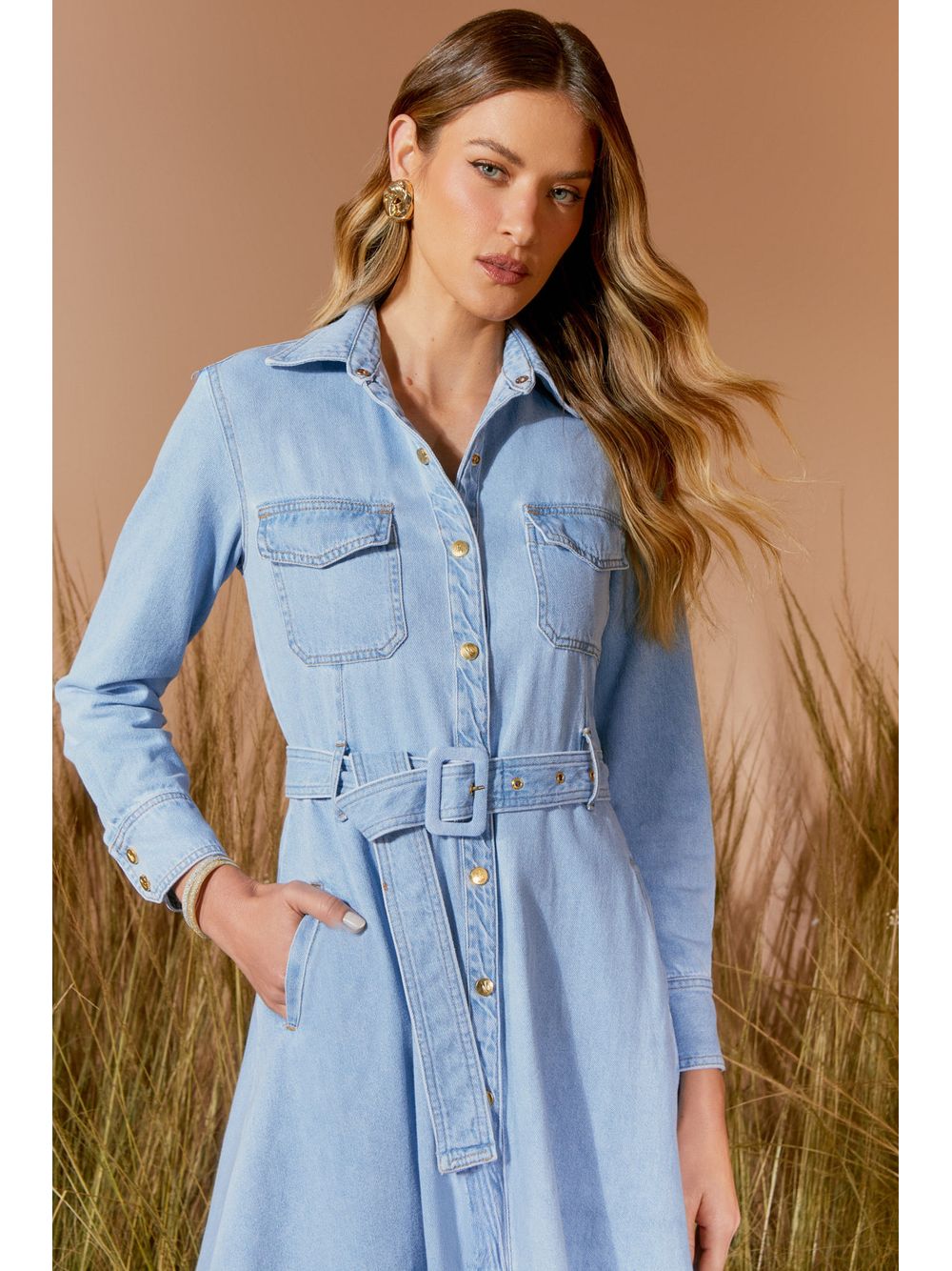 Agilità — Chemise Midi Jeans Cinto