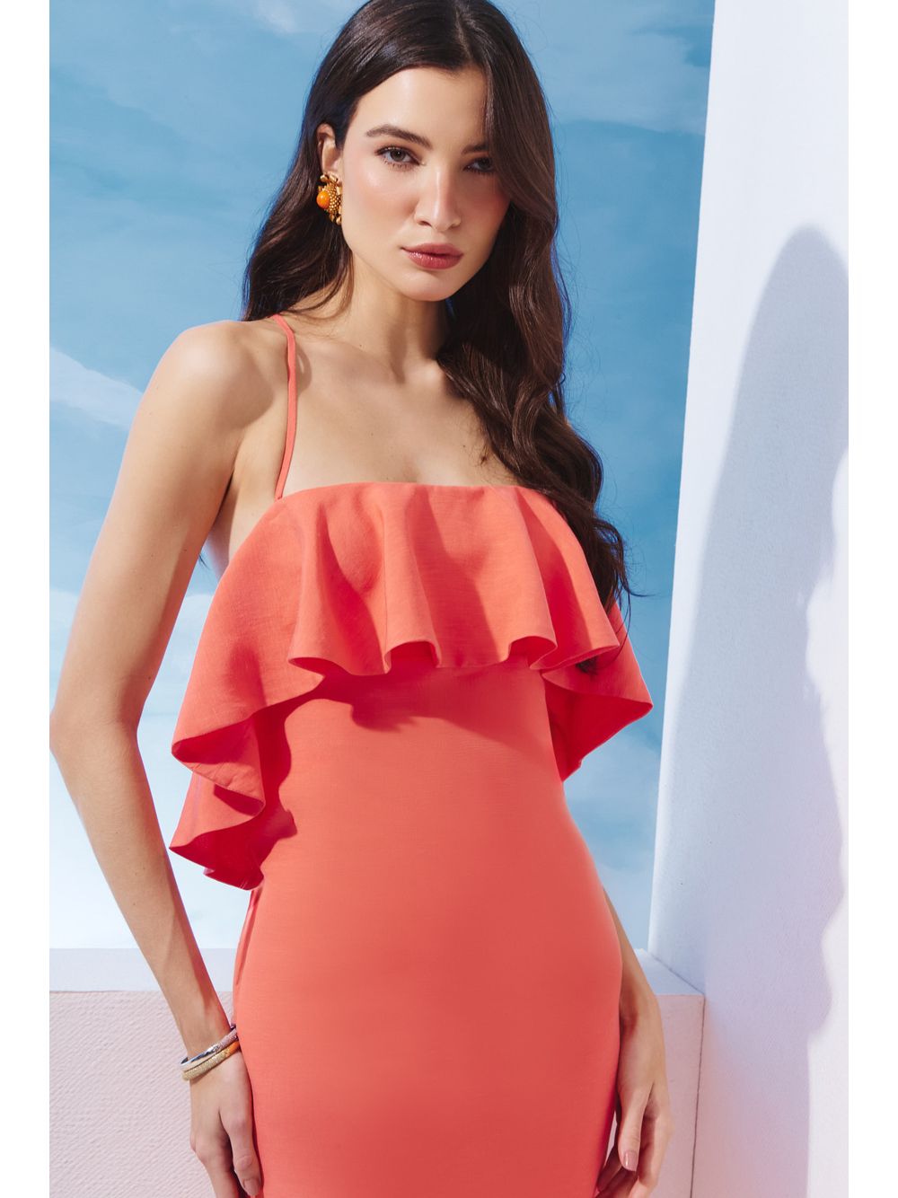 Agilità — VESTIDO MIDI BABADO DECOTE